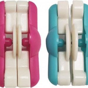 Set de 2 accesorii pentru creare pom pom HEIGOO, plastic, albastru/roz, 4,5 × 2,3 cm, 4,5 × 2,5 cm - Img 1