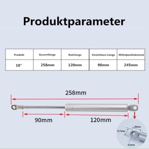 Set de 2 amortizoare cu gaz pentru mobilier Vencede, otel inoxidabil, argintiu, 25,8 cm