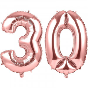Set de 2 baloane pentru aniversare 30 ani Gwhole, folie, rose, 43 x 63 cm - Img 1