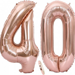 Set de 2 baloane pentru aniversare 40 ani Feelairy, folie, rose, 100 cm - Img 1