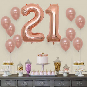 Set de 2 baloane Zooting, cifra 21, folie, rose, 101 cm - Img 6