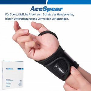 Set de 2 bandaje pentru incheietura mainii AceSpear, textil, ajustabil, negru - Img 6