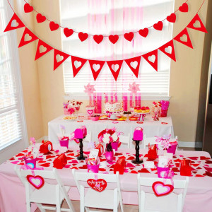 Set de 2 bannere cu inimi pentru Valentine's Day Qpout, rosu, pasla - Img 6