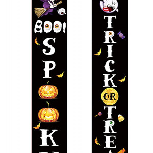 Set de 2 bannere pentru Halloween ZoneYan, poliester, multicolor, 30 x 180 cm