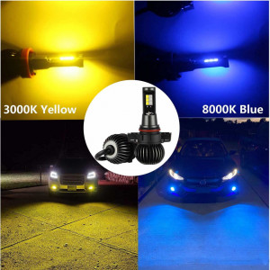 Set de 2 becuri pentru ceata Kairiyard 5202 H16, LED, albastru/galben, 8 x 3,3 cm - Img 6