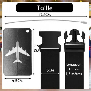 Set de 2 curele si 2 etichete pentru valiza Heatigo, plastic/poliester, negru/alb - Img 6
