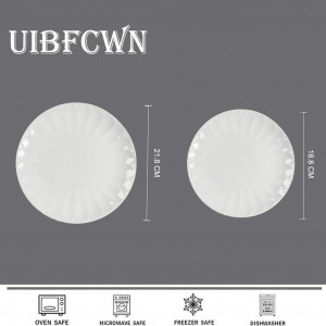 Set de 2 farfurii UIBFCWN, portelan, alb, 21,8/19,8 cm - Img 6