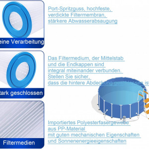 Set de 2 filtre pentru piscina YUNSTK, ABS, alb/albastru, 15,5 x 5,1 cm - Img 6