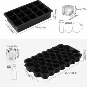 Set de 2 forme pentru cuburi de gheata ChuerTech, silicon, negru, 18/21,7 cm - Img 5