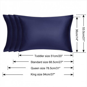 Set de 2 huse pentru perna Sourcing Map, satin, albastru inchis, 53 x 94 cm - Img 3