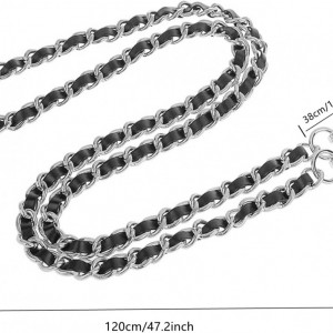Set de 2 lanturi de inlocuire posete, metal, argintiu/negru, 120 cm - Img 5