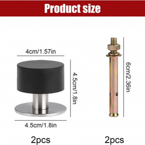 Set de 2 opritoare pentru usa SDHFSGN, otel inoxidabil/cauciuc, negru/argintiu, 4,5 x 4,5 cm / 6 cm - Img 7