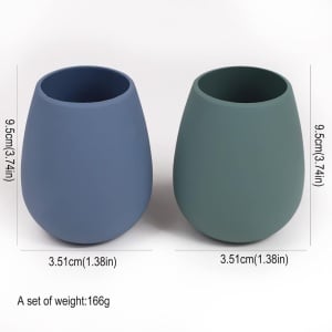 Set de 2 pahare pentru copii Weeme, silicon, albastru/verde, 3,5 x 9,5 cm