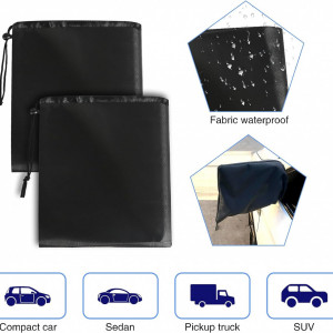 Set de 2 protectii anti-inghet pentru oglinzi auto FASBET, textil, negru, 30 x 30 cm 