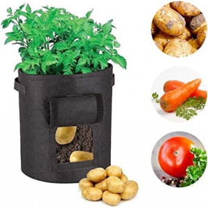 Set de 2 saci pentru cultivare legume SUNTRADE, negru, textil, 28 X 33 cm - Img 6