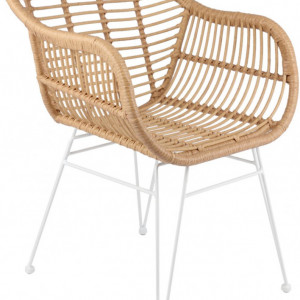 Set de 2 scaune Costa, maro deschis/ alb, 59 x 81 x 58 cm - Img 6