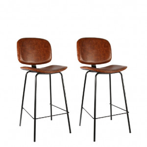Set de 2 scaune de bar Barto, maro/negre, 101 x 50 x 44 cm - Img 1
