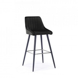 Set de 2 scaune de bar Glam negru, catifea, 51x53x106 cm - Img 2