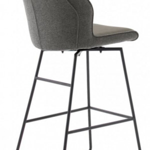 Set de 2 scaune de bar Macapa piele sintetica/tesatura /otel, gri, 46 x 116 x 58 cm - Img 2