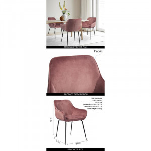 Set de 2 scaune Irvington, roz, 82 x 60 cm - Img 2