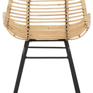 Set de 2 scaune Jucita, metal/ ratan, natur/negru, 45x48x87 cm - Img 6
