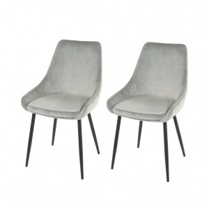Set de 2 scaune Karly, catifea gri, 83 x 48 cm - Img 1