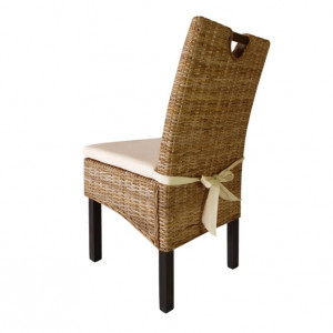 Set de 2 scaune Kubu, ratan/lemn/textil, natur/alb, 46 x 57 x 96 cm
