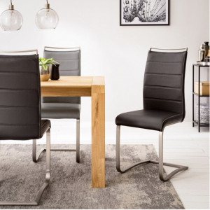 Set de 2 scaune Lezuza din piele sintetica/otel inoxidabil, negru, 42 x 102 x 56 cm - Img 8