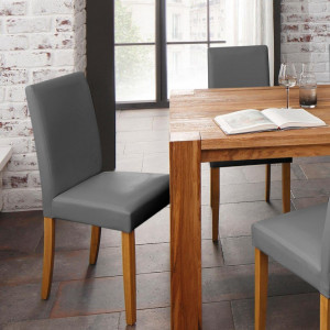 Set de 2 scaune Lucca, piele sintetică, gri , 43 x 56 x 92 cm - Img 8