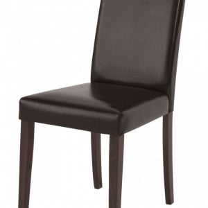 Set de 2 scaune Lucca piele sintetica/lemn masiv de pin, maro inchis, 43 x 56 x 92 cm - Img 7