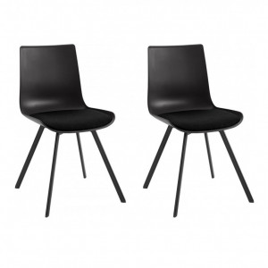 Set de 2 scaune Lucky, tesatura/metal, negru/negru, 48x40x43 cm