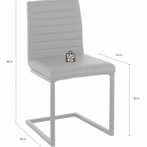 Set de 2 scaune Sabine piele sintetica/metal, negru, 54 x 59 x 87 cm - Img 6