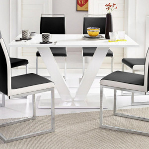 Set de 2 scaune Stella piele sintetica/metal, negru/alb/argintiu, 43 x 59 x 96 cm - Img 2