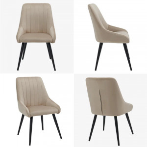 Set de 2 scaune tapitate Chipman, catifea/metal, kaki/negru, 91 cm Î X 53 cm L X 57 cm A