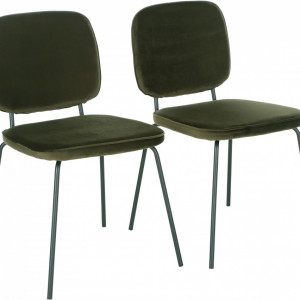 Set de 2 scaune tapițate din catifea Jasper, verde padurar - Img 1