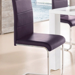 Set de 2 scaune tapitate Josy piele sintetica/metal, mov/argintiu, 42 x 44 x 103 cm - Img 2