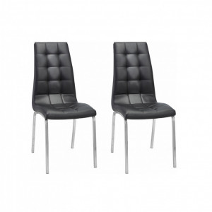 Set de 2 scaune tapitate Lila negru/argintiu - Img 1