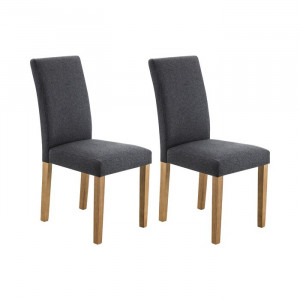 Set de 2 scaune tapitate Lina, Gri, 90 x 43 x 51 cm - Img 4