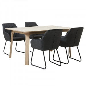 Set de 2 scaune tapitate Lisa, gri inchis/negru, 84 x 57,5 x 59 cm - Img 4