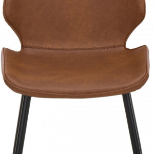 Set de 2 scaune tapitate Louis, metal/piele, maro/negru, 44 x 82 x 58 cm - Img 2