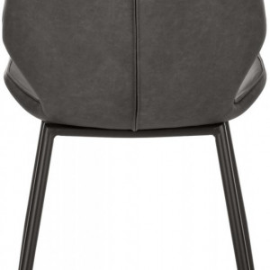 Set de 2 scaune tapitate Louis, piele sintetica/metal, negru, 44 x 58 x 82 cm - Img 3