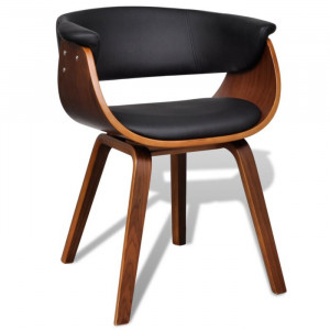 Set de 2 scaune tapitate, negru/maro, 72 x 59,5 x 51 cm - Img 5
