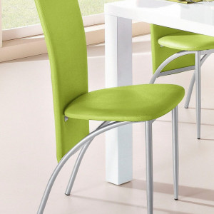 Set de 2 scaune tapitate Nicole - piele sintetica - verde/metal