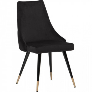Set de 2 scaune tapitate Piccolo, catifea, negru, 52,07 x 62,48 x 88,39 cm - Img 5
