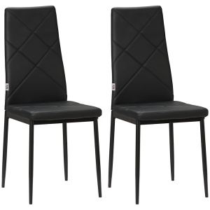 Set de 2 scaune tapitate, piele ecologica/otel, negru, 41 x 50 x 97 cm, Resigilat, Grad A