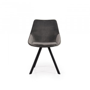 Set de 2 scaune tapitate Ritz, gri/negru, 83 x 50 x 46 cm - Img 5