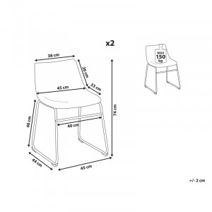 Set de 2 scaune tapitate Yorba Linda, poliester/metal, bej/negru, 45 x 44 x 74 cm