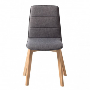 Set de 2 scaune Vallrun tapitat, tesatura/stejar masiv, gri inchis, 48 x 93 x 61 cm - Img 4