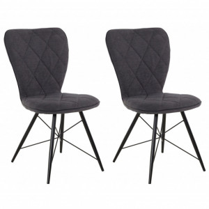 Set de 2 scaune Viola, textil, antracit, 47x62x90 cm - Img 1