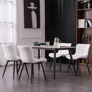 Set de 2 scaune Youtaste, metal/piele artificiala, alb/negru, 79 x 43 x 47 cm - Img 5